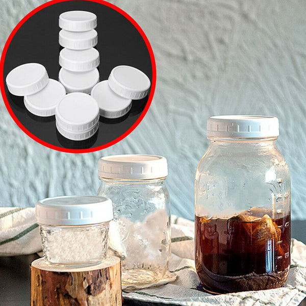 5-50pcs Kitchen Jar Lids Unlined Ribbed Plastic Cup Lids Leakproof Bottle Caps