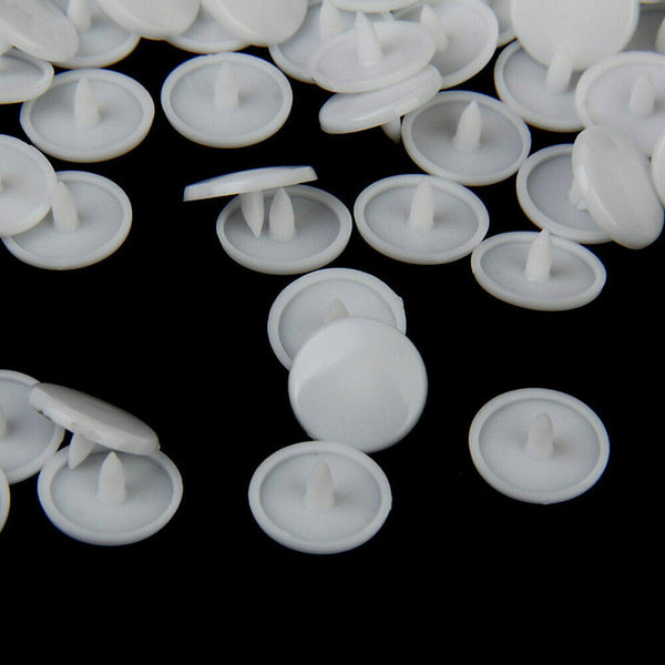 100Sets 12mm T5 White Plastic Resin Press Studs Snap Button Fasteners Popper AU