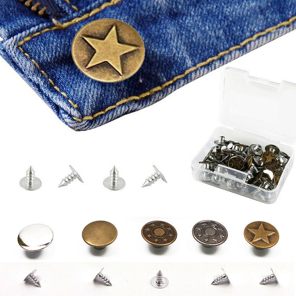 50 Sets Jeans Button Metal Tack Buttons Replacement Repair Craft Sewing Pants AU