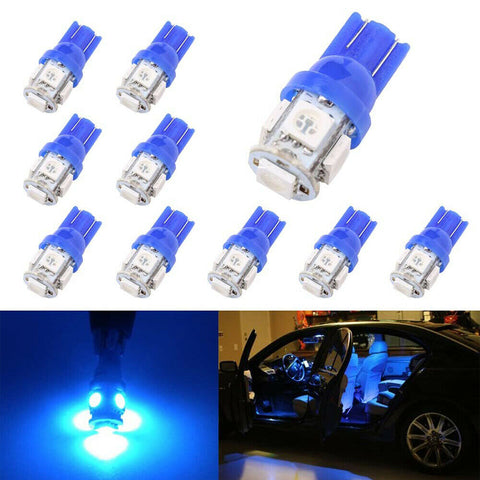 T10 LED W2W  5SMD Car Wedge Tail Parking Plate Light Bulb 12V BLUE 15 Pcs