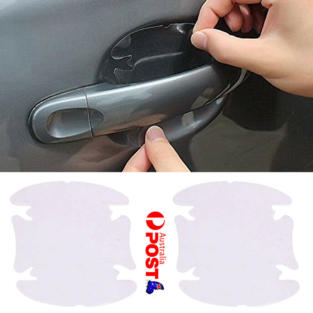 8pcs Car Door Handle Paint Scratch Protector Film Stickers Transparent Clear