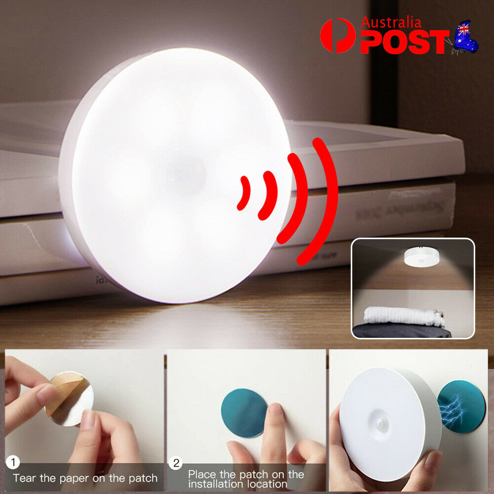 Rechargeable Motion Sensor LED Night Light Body Induction Lamp Wall Mount White