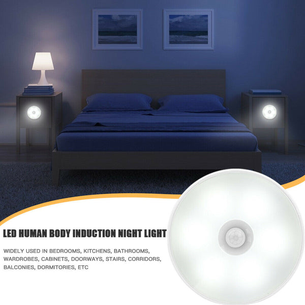 Rechargeable Motion Sensor LED Night Light Body Induction Lamp Wall Mount White