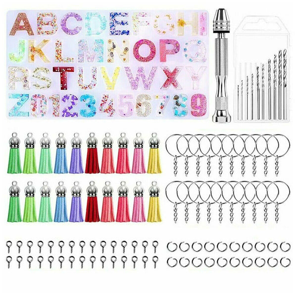 172pcs Epoxy Resin Molds Casting Letter Alphabet Number Silicone Mould Craft Kit