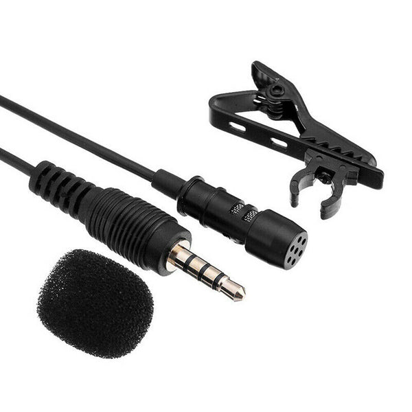 Clip-on Mic Microphone 3.5mm Lapel Lavalier for iPhone & Android Smartphones PC