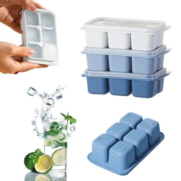 6Grit Large Ice Cube Tray Mold With Lid Home Kitchen Ice Maker Jelly Tool Mould