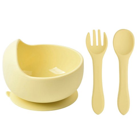 Silicone Suction Bowl With Spoons Set Non-slip For Baby Children Toddler Feeding