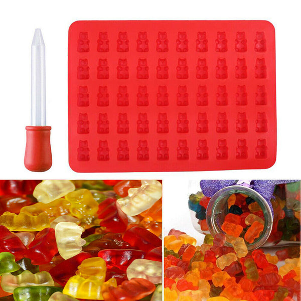 1/2PC 50Bear Silicone Gummy Chocolate Baking Mold Ice Cube Tray Candy Jelly Mold