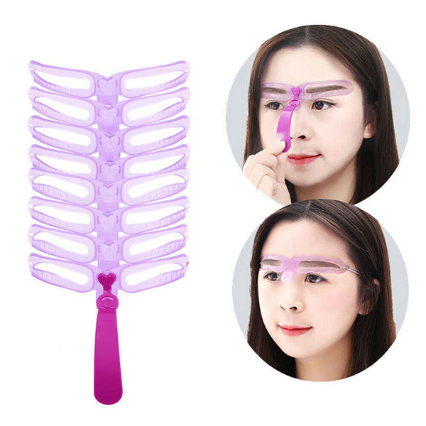 8Pcs Women Makeup Shaping Shaper Eyebrow Grooming Stencil Kit Template DIY