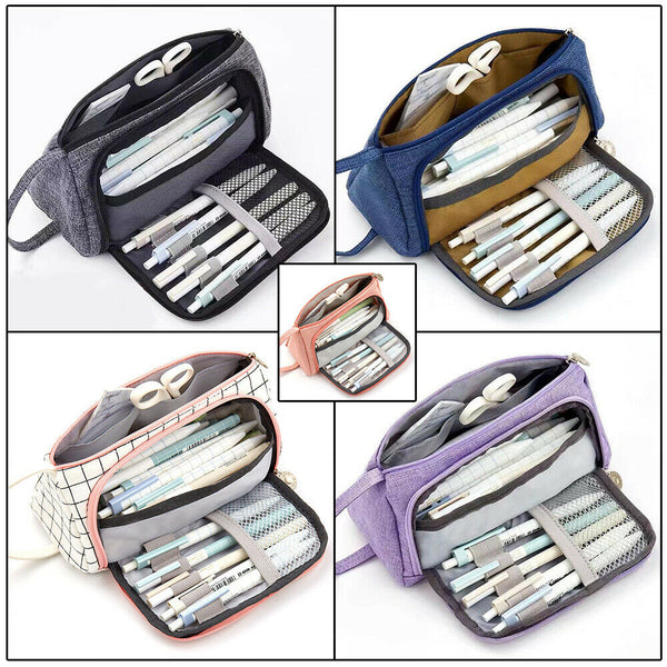 Zipper Large Capacity Kids School Stationery Pen Pencil Case Bag New Style