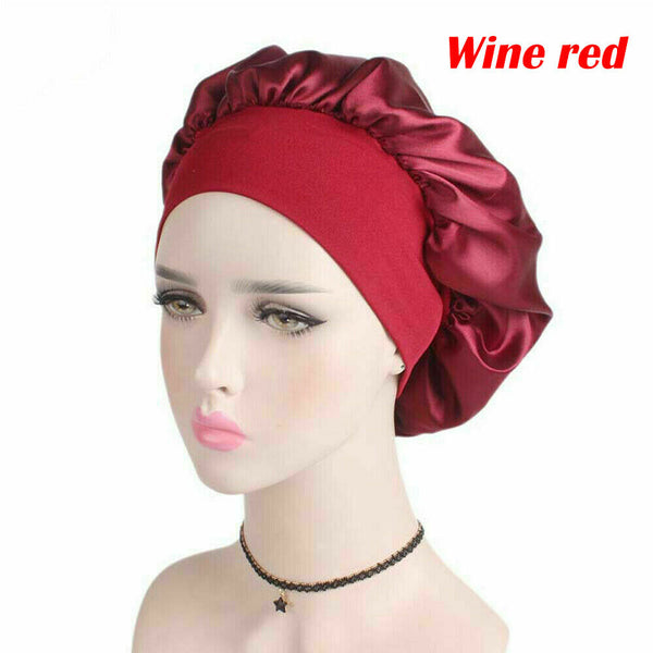 Women's Sleep Hair Hat Care Elastic Satin/Silk Sleeping Bonnet Night Soft Cap