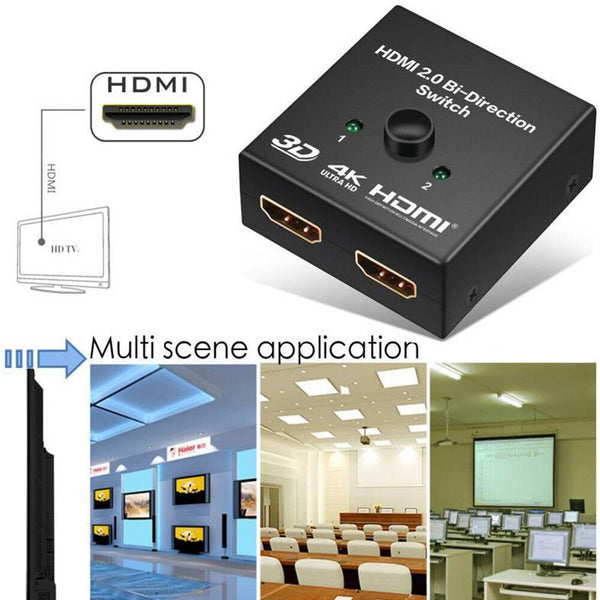 2 in 1 In Out UHD 4K Bi Direction HDMI 2.0 Switch Switcher Splitter Hub HDCP 3D