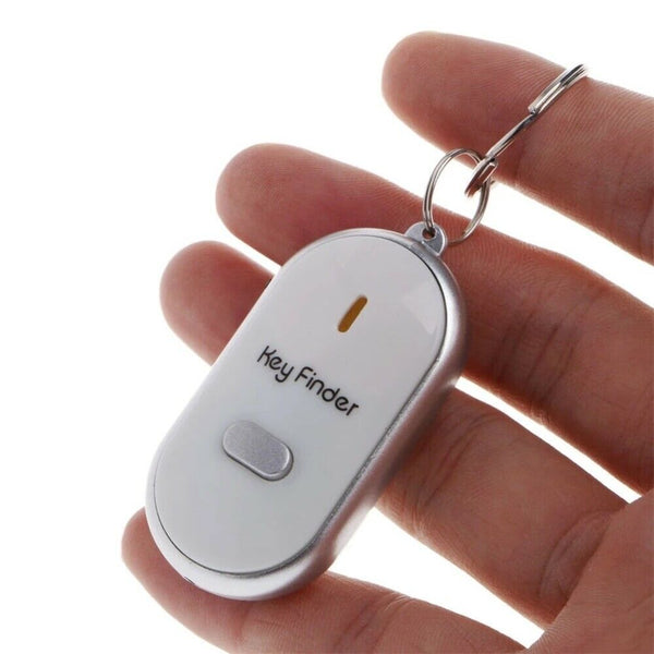 2PCS Black/White Whistle Key Finder Wireless Beep LED Locator Anti-Lost Trackers