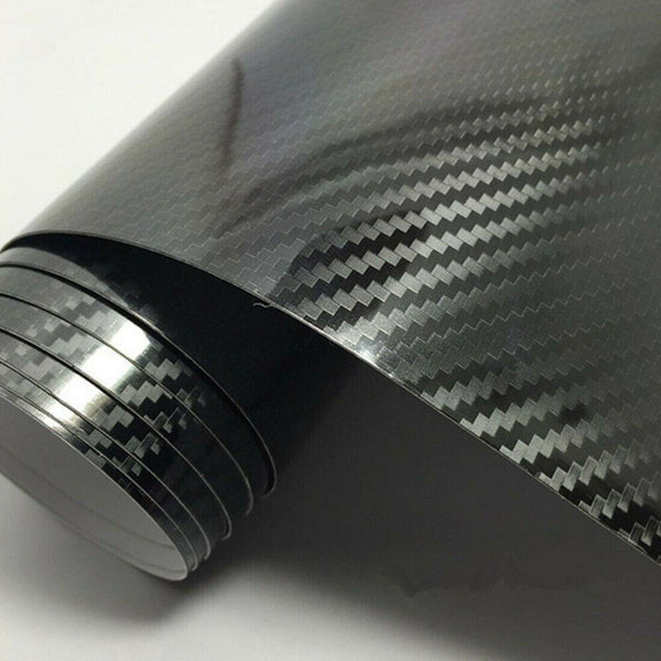 Gloss Black 5D Carbon Fiber 50 x 151cm Vinyl Car Phone Laptop Wrap Sticker Film