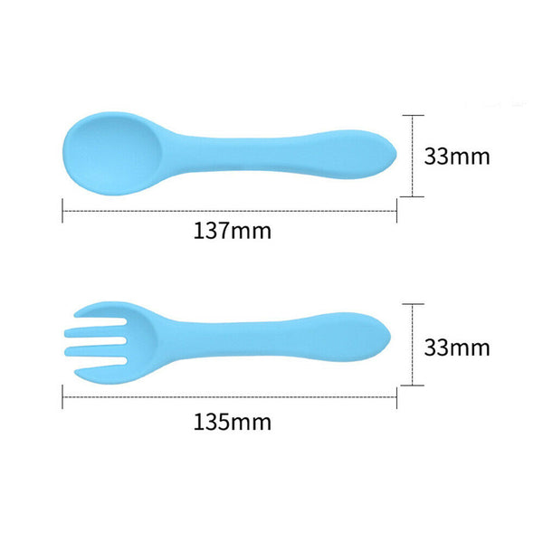 Silicone Suction Bowl With Spoons Set Non-slip For Baby Children Toddler Feeding