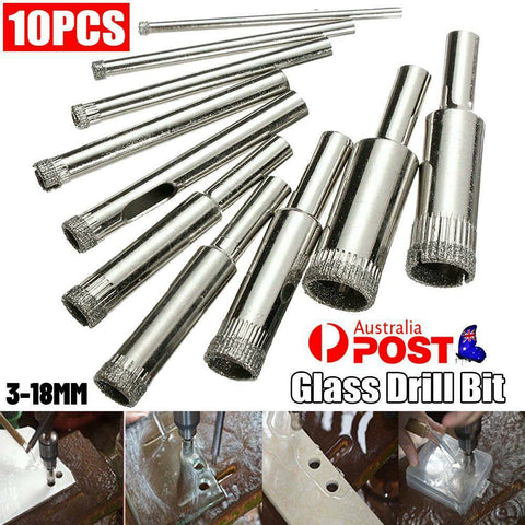 10 Pcs Diamond Glass Drill Set Drill Bit Cutter Drill Holes Saw Core Drill Tool