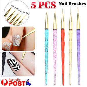 5Pcs Unicorn Nail Art Brushes Crystal Sable Detailer Thin Liner Dotting Tool