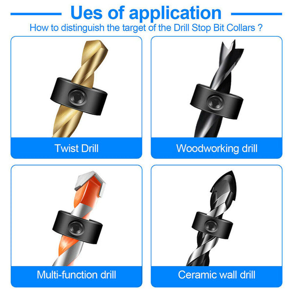 9pcs/Set 3-16mm Drill Bit Depth Stop Collars Positioner Drill Locator Fixed Ring