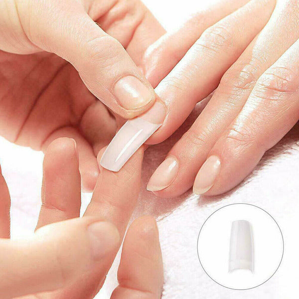 500PCS/ Box Clear Solid Natural French False Acrylic Nail Art Tips UV Gel DIY