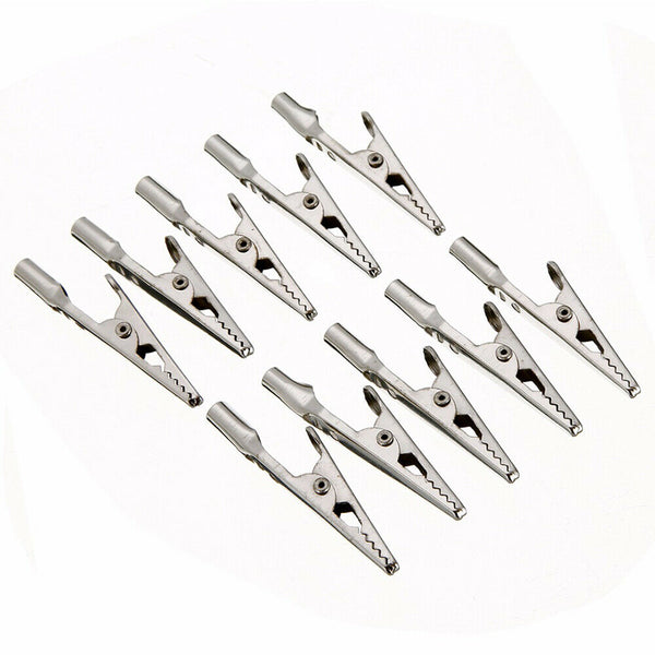 10-50pc Single Prong Stainless Steel Alligator Clips W/ Teeth Aligator Clip Test