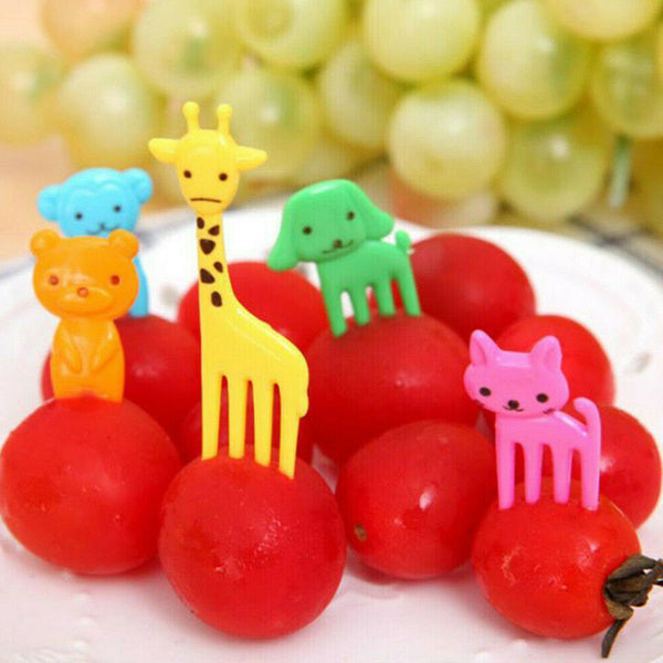 4Set Mini Kids Animal Food Fruit Picks Forks Lunch Box Accessory Decor Tool Kits