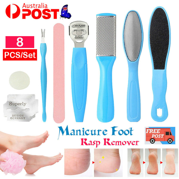 8pcs Manicure Foot Rasp File Hard Dead Skin Remover Pedicure Peeling Tools Kit