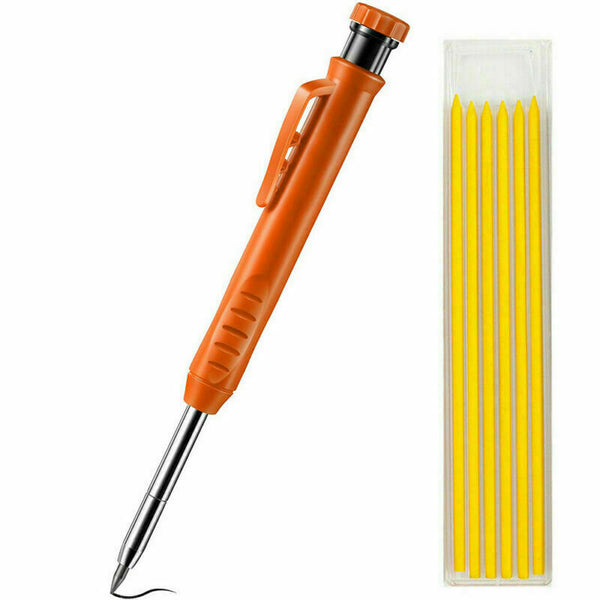 Solid Carpenter Pencil Set with Refill Leads Woodworking Deep Hole Pencils AU