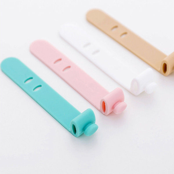 10pcs Silicone Organiser Tie Cable Earphone Cord Clip Holder Headphone Winder