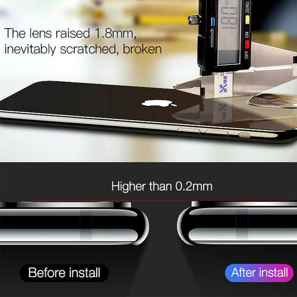 For iPhone 11 Pro Max Back Camera Lens Protector 3D Tempered Glass Metal Frame