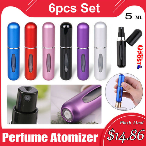 6pc 5ml Portable Perfume Atomizer Travel Refillable Bottle Mini Scent Pump Spray