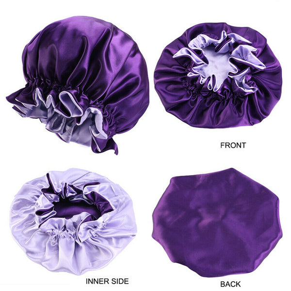 Adjustable Sleep Cap Elastic Satin Bonnet Wide Band Curly Hair Pure Sleeping Hat