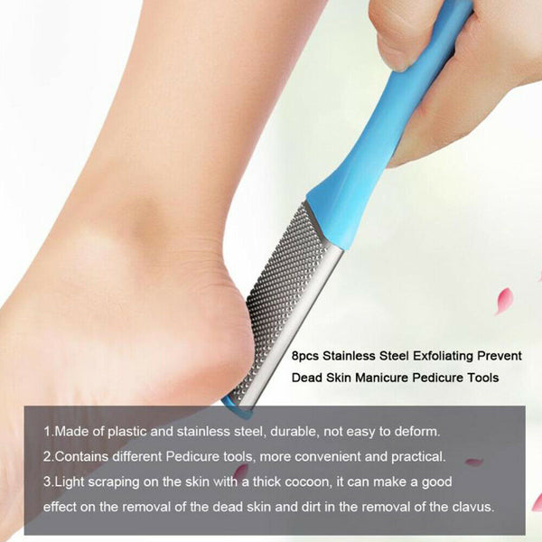 8pcs Manicure Foot Rasp File Hard Dead Skin Remover Pedicure Peeling Tools Kit