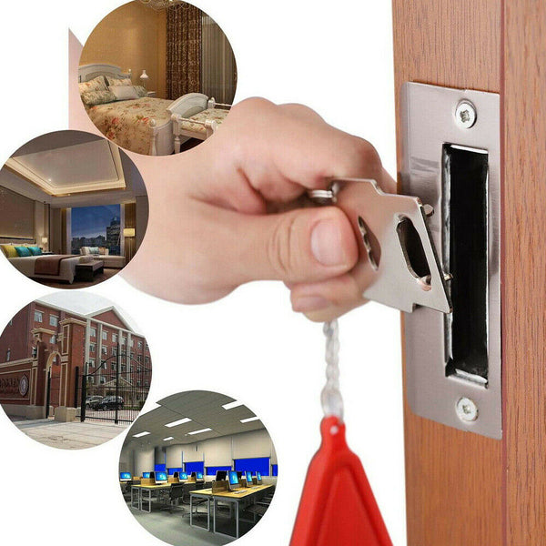 Portable Door Lock Hardware Security Travel Hotel Home Lockdown Lock Addalock