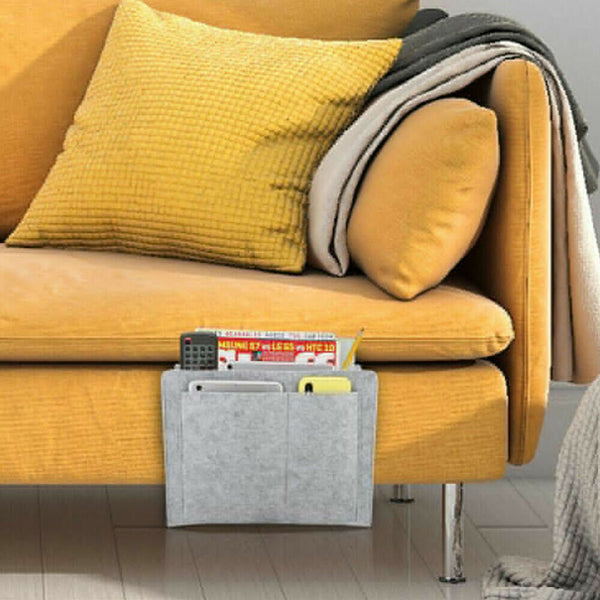 Bedside Storage Caddy Hanging Bag Felt Sofa Organizer Pocket Book Holder Home AU