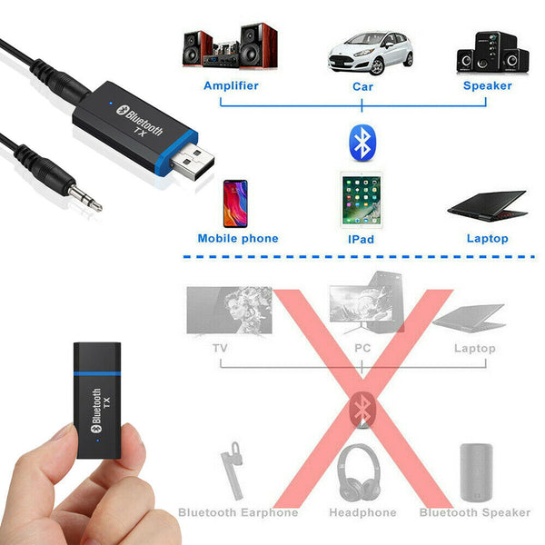 USB Bluetooth 5.0 Audio Receiver Adapter Wireless Music 3.5mm Dongle AUX A2DP