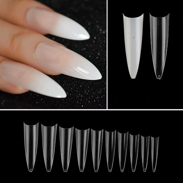 500pcs/set Long Full Cover Stiletto False Nail Tips Fake Acrylic Gel Nails Tips