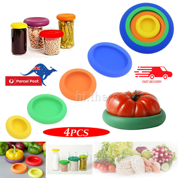 4Pcs Reusable Flexible Silicone Kitchen Craft Food Fruit Vegetable Storage Cover