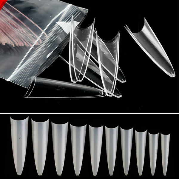 500pcs/set Long Full Cover Stiletto False Nail Tips Fake Acrylic Gel Nails Tips