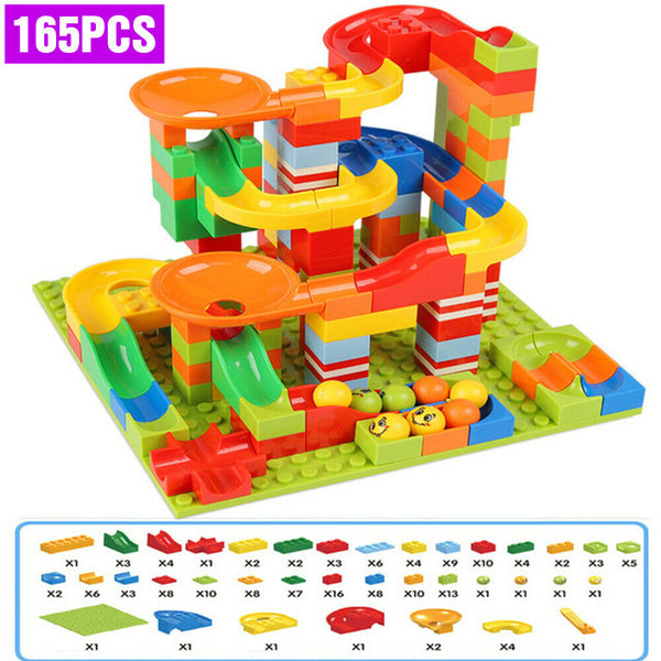 165Pcs Marble Race Run Building Blocks Maze Ball Jungle Track Building Toys Kids