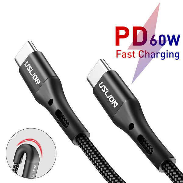 3A 60W PD USB C to USB Type-C Fast Charge Data Cable for Macbook Samsung Huawei