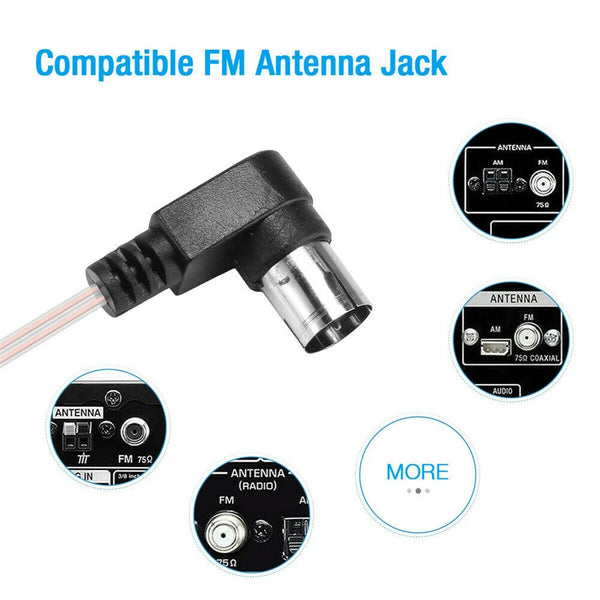 2m F Type FM Antenna 75 Ohm Male Plug for Home Radio Stereo Signal Receiver