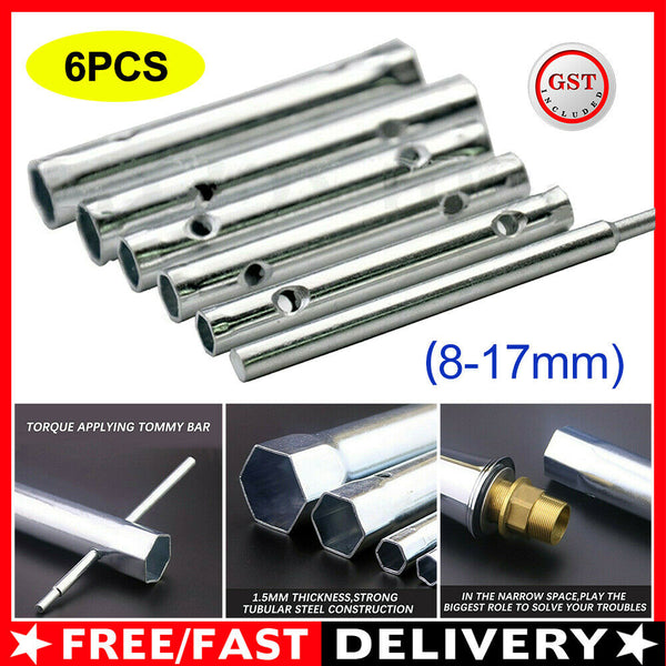 6X Tube Spanner Plumber mixer Tap Kit Tubular Hex Socket water sink Wrench Kit