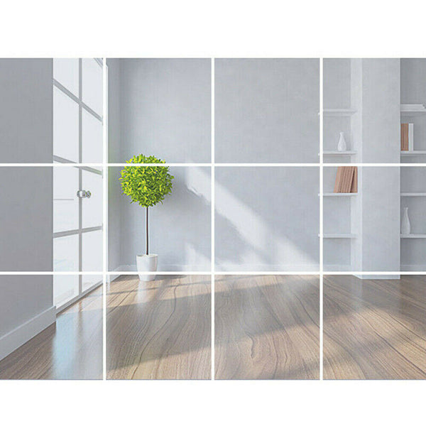 AU DIY Home Decor Mirror Tiles Wall Sticker Square Self Adhesive Stick-On Art