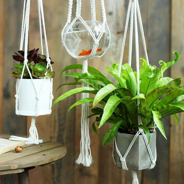 Macrame Plant Hanger Flower Pot Holder Hanging Planter Basket Rope Braided Decor