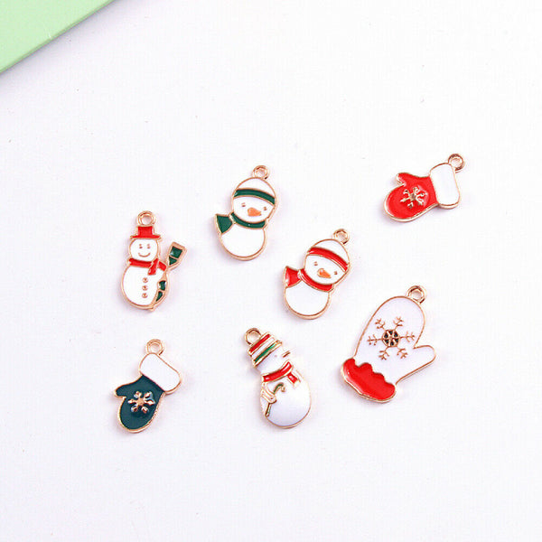 38Pcs Alloy Enamel Mixed Christmas Charms Pendant Decor Craft DIY Making Jewelry