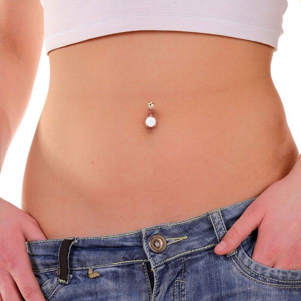 5PCS Belly Button Rings Navel Bars Surgical Steel Stone Body Piercing Jewellery