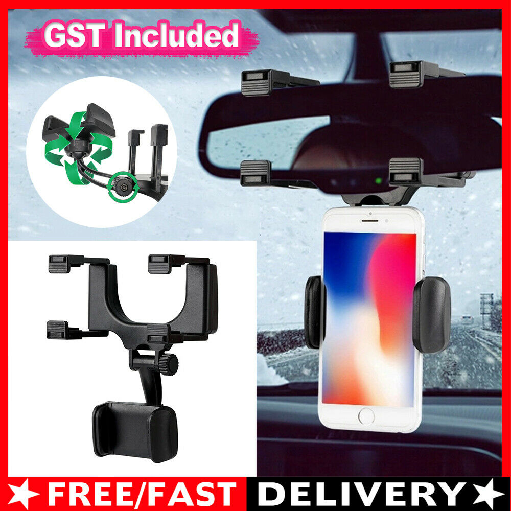 Phone Holder Rear View Mirror Mount Car Truck Smartphone GPS Cradle 360°Rotation