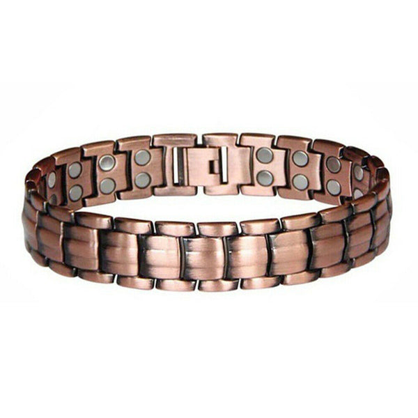 Men Red Copper Double Strong Magnetic Therapy Bracelet for Arthritis Pain Relief