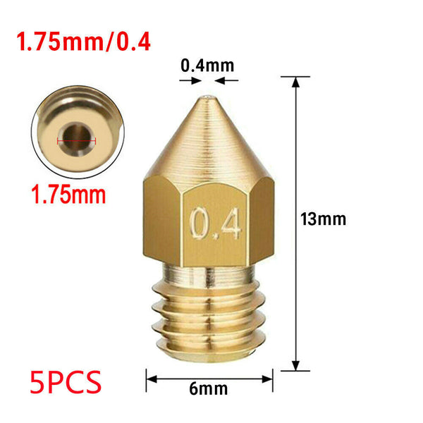 5/10pcs For Ender 3 PRO CR10 3D Printer 1.75mm 0.4mm MK8 Extruder Nozzles NEW
