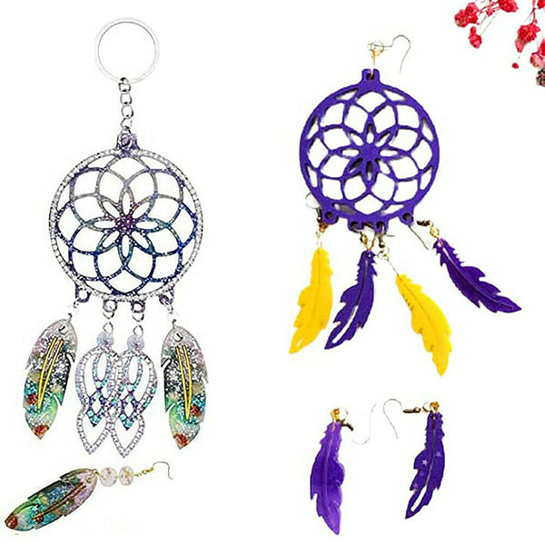 4X Silicone Dream Catcher Earring Resin Epoxy Mold Eardrop Pendant Casting Mould